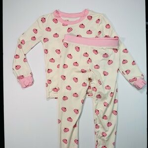 Poppy Kids Co Girls Bamboo Pink Pumpkin Pajamas Size 3T